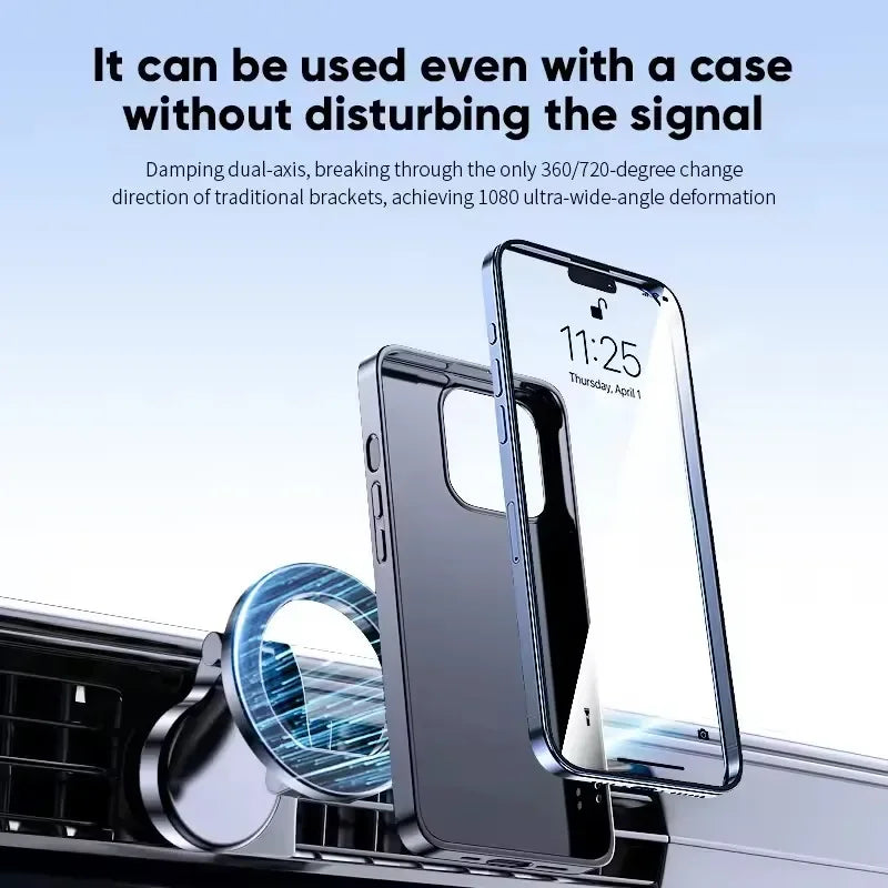 Magnetic 360° Car Phone Holder with Suction Mount