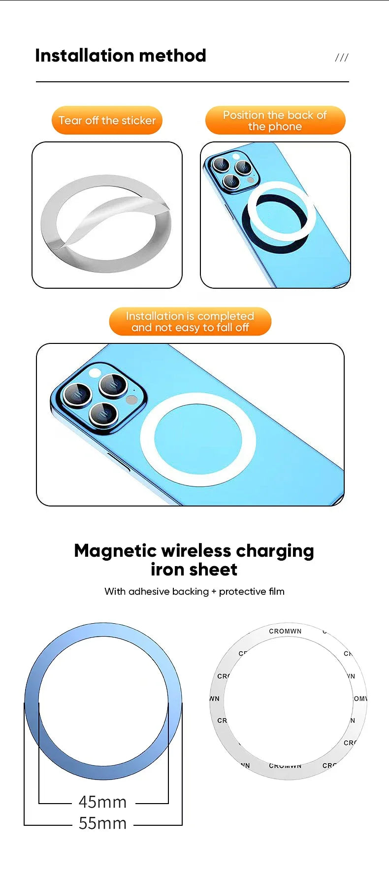 Magnetic 360° Car Phone Holder with Suction Mount