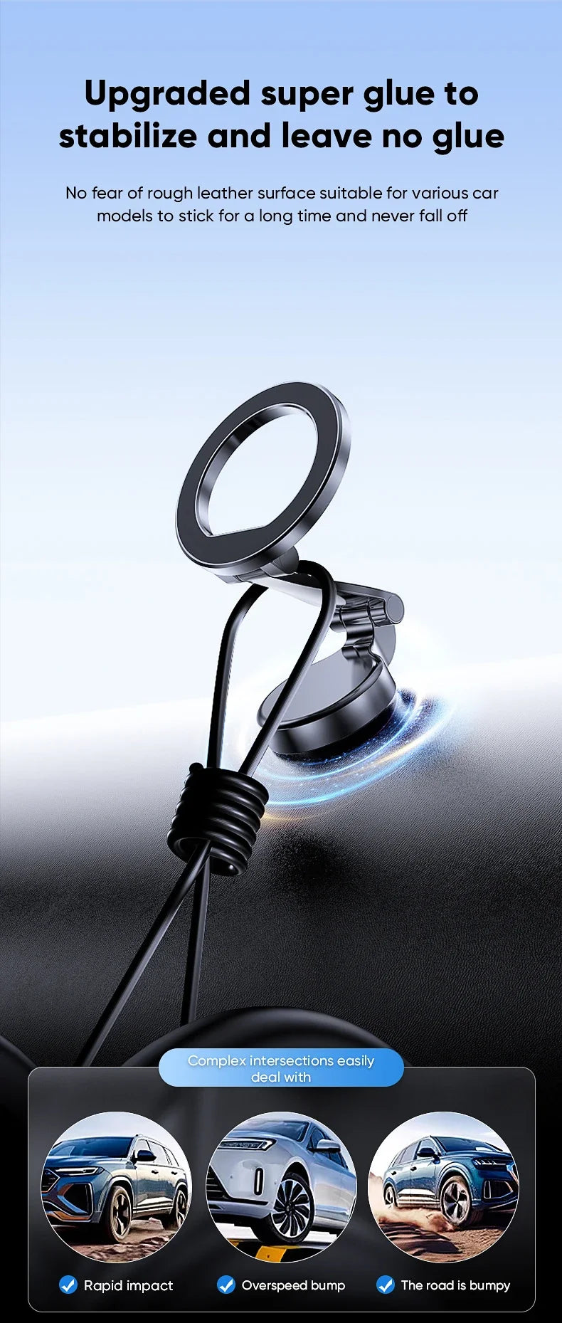 Magnetic 360° Car Phone Holder with Suction Mount