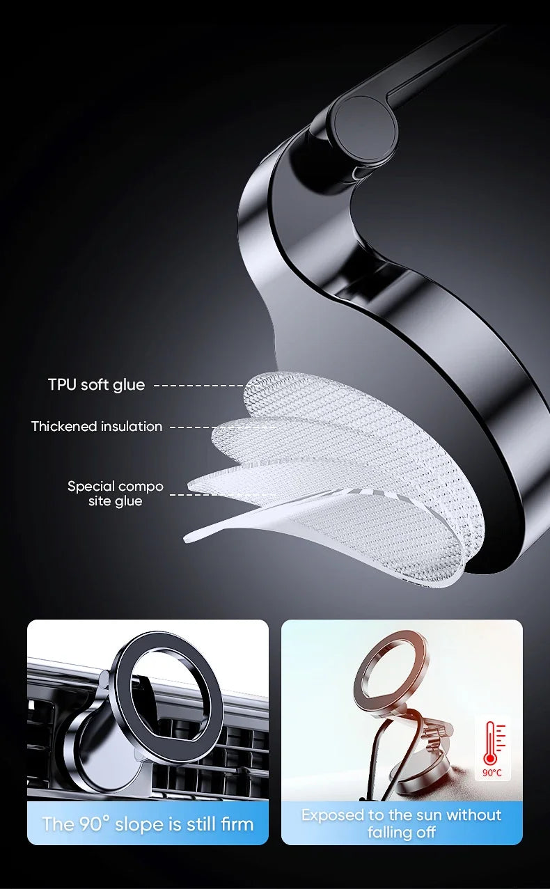 Magnetic 360° Car Phone Holder with Suction Mount