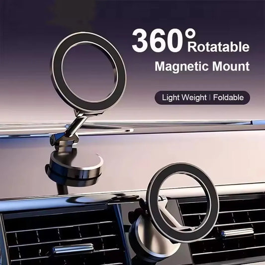 Magnetic 360° Car Phone Holder with Suction Mount