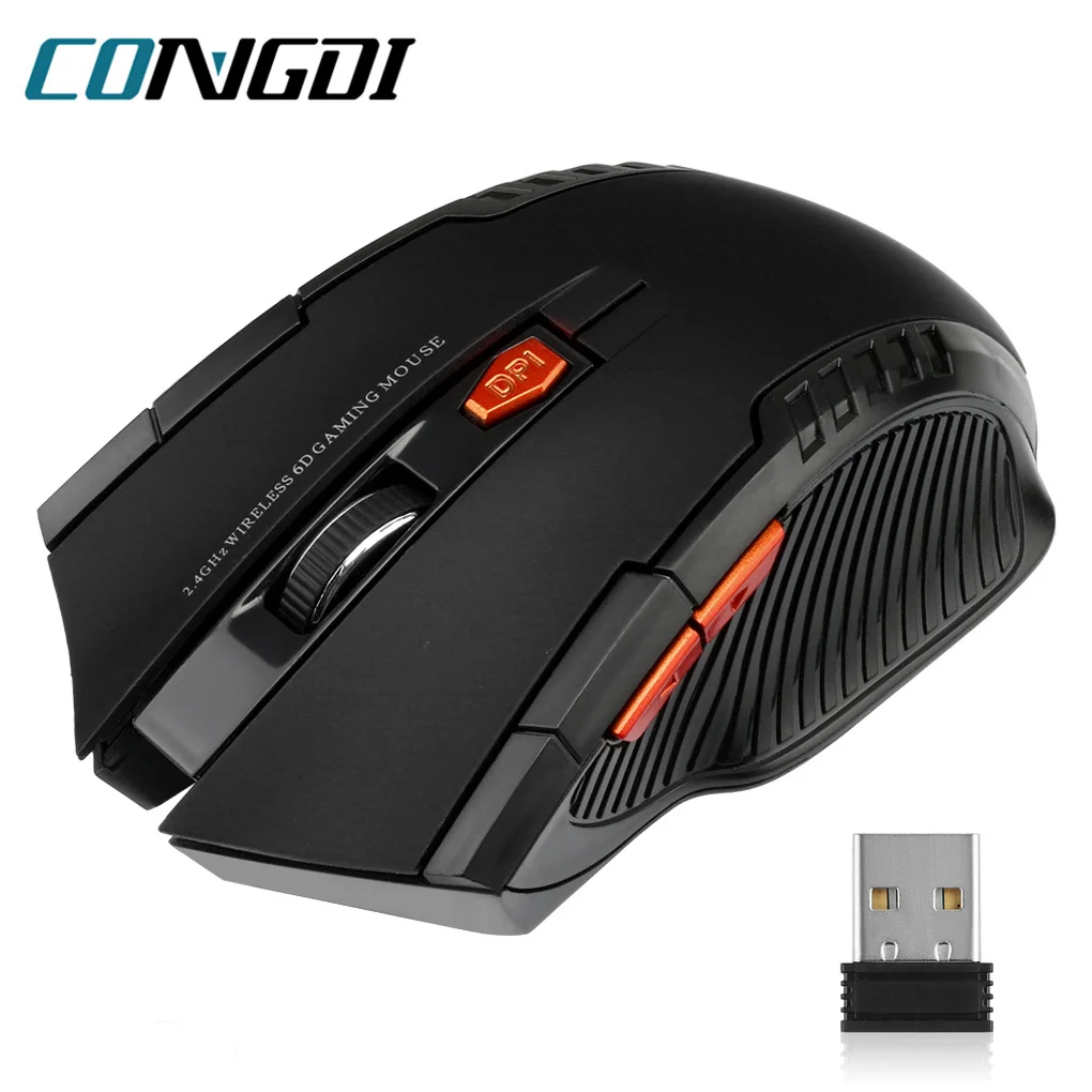 2.4G Wireless Optical Gaming Mouse (1600 DPI, 6 Buttons, USB Receiver)
